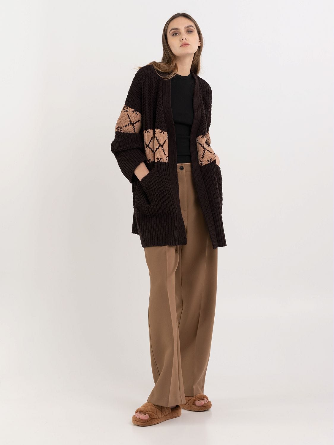 Chenille maxi cardigan top