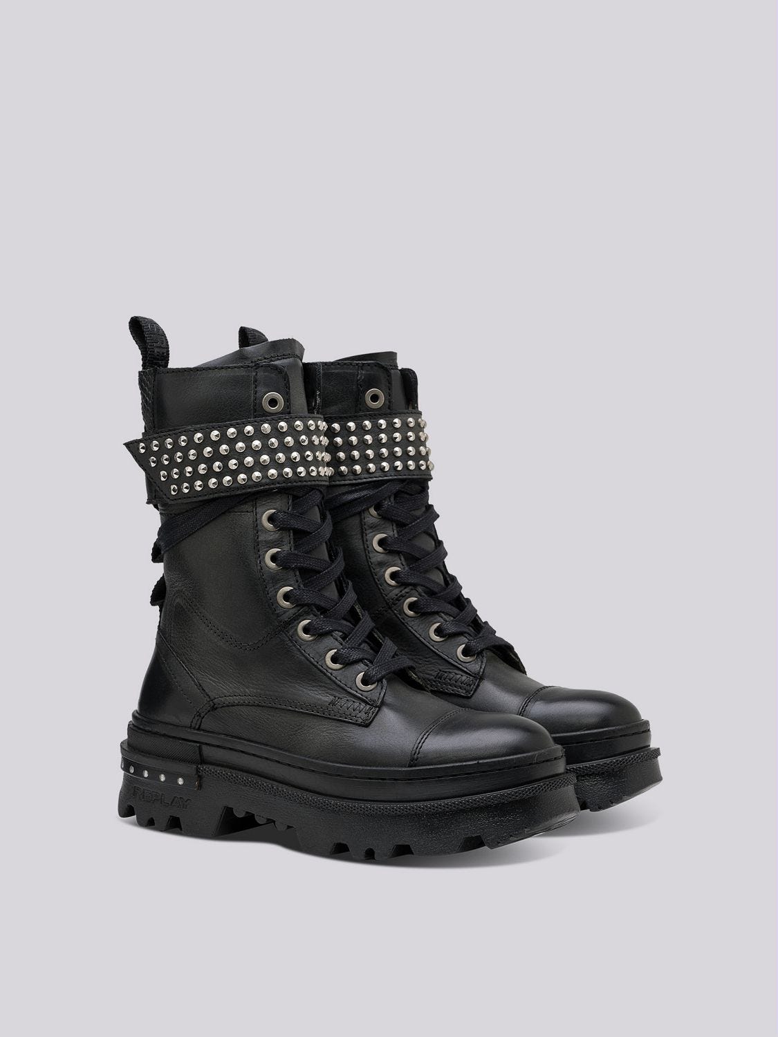 Combat boots with spikes and studs cheap