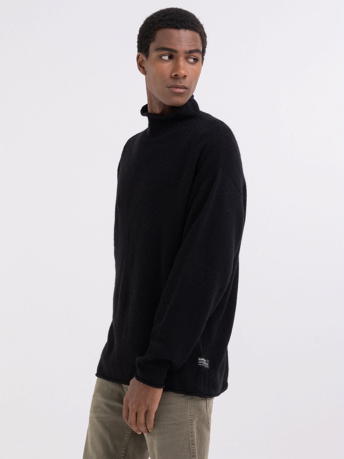 Oversized black turtleneck jumper hot sale