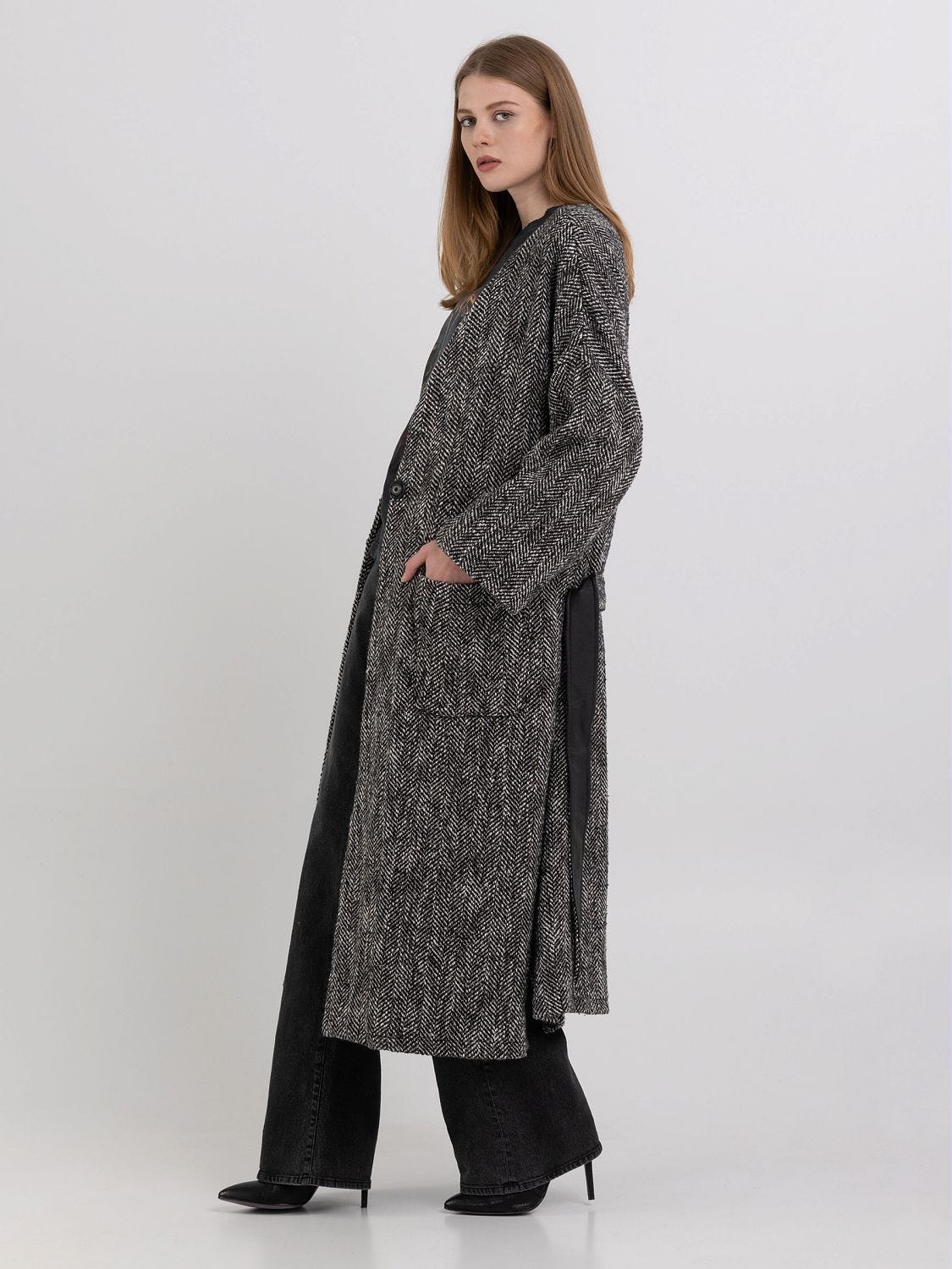 Herringbone coat zara top