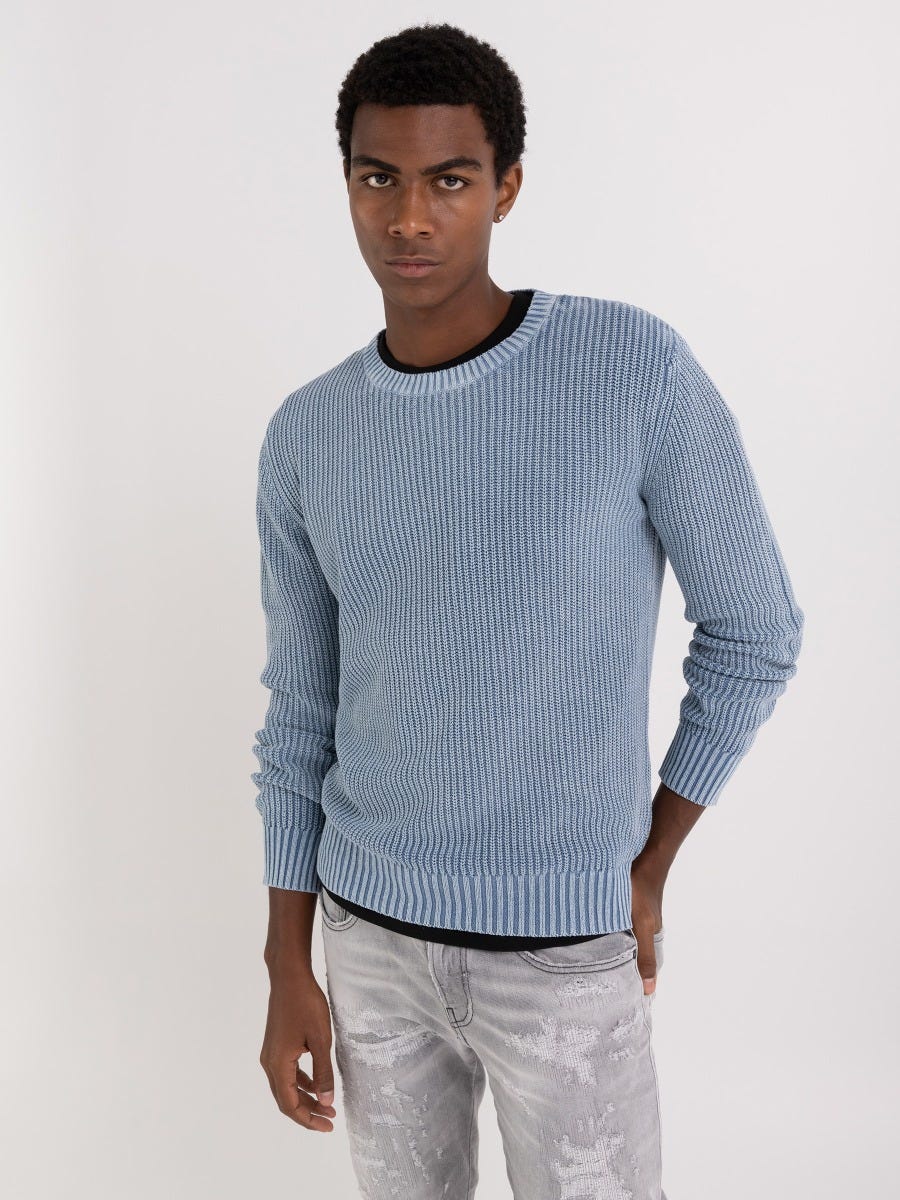 Mens ribbed crew outlet neck sweater
