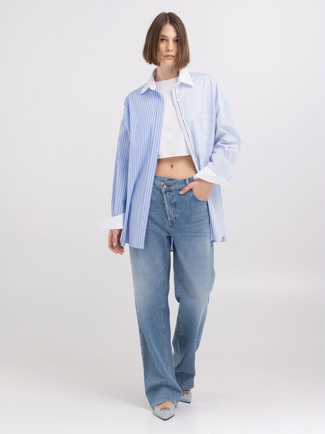 Chemise coupe confort fantaisie bicolore rayures