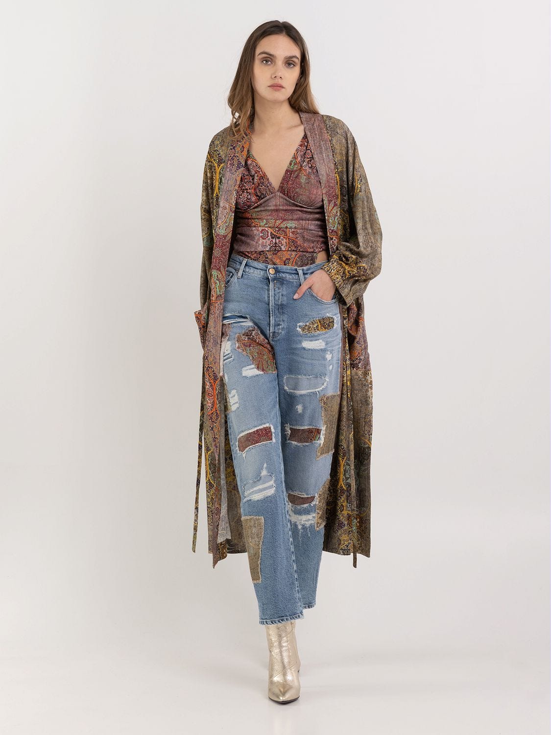 Robe longue best sale kimono femme