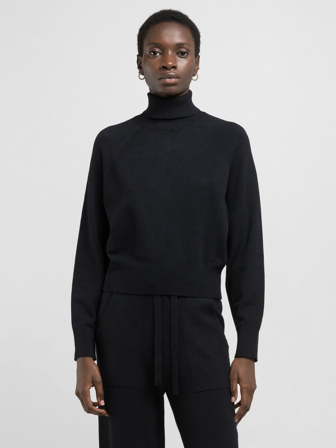 High neck sweater black sales