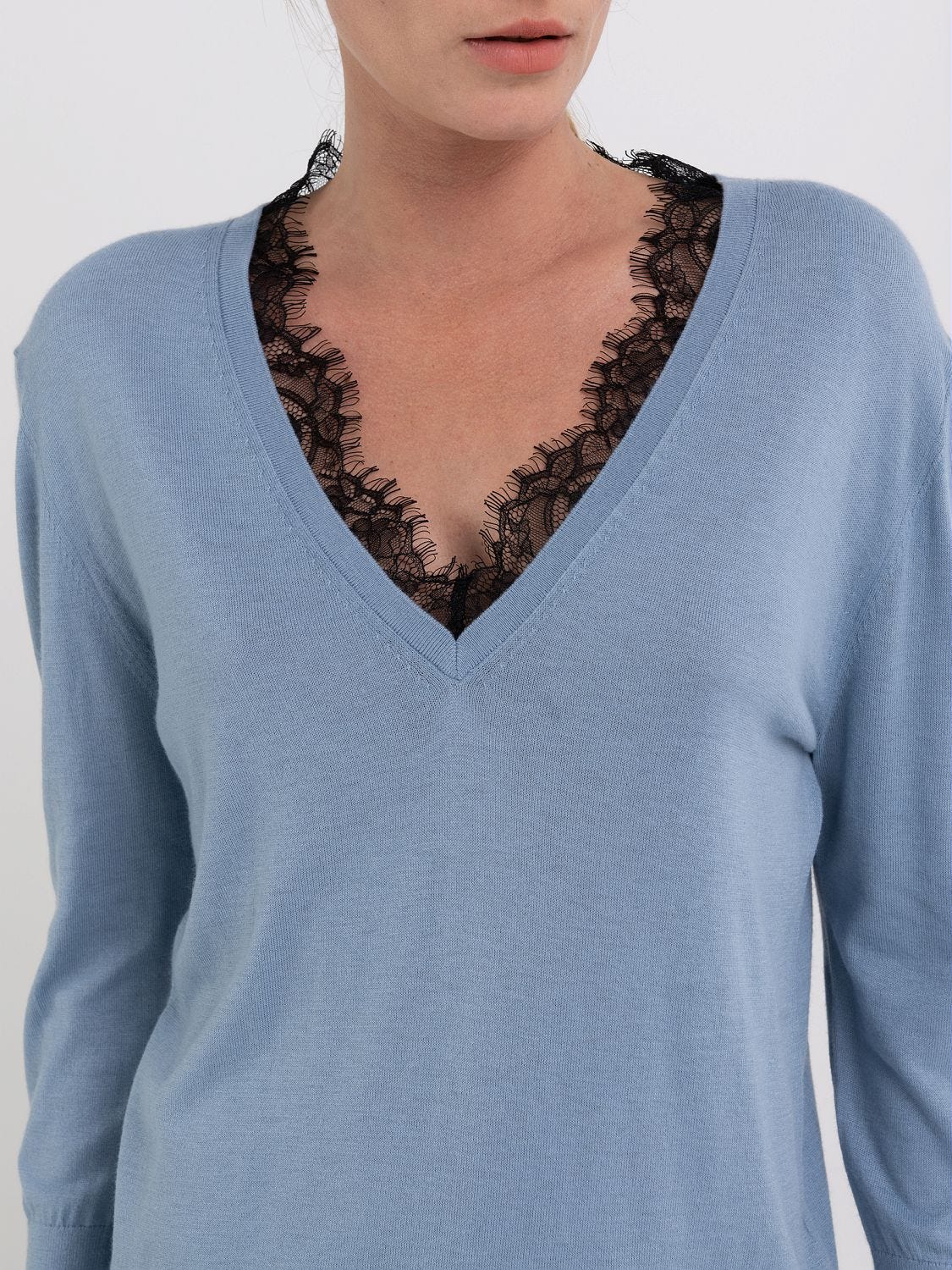 Lace sales neck sweater