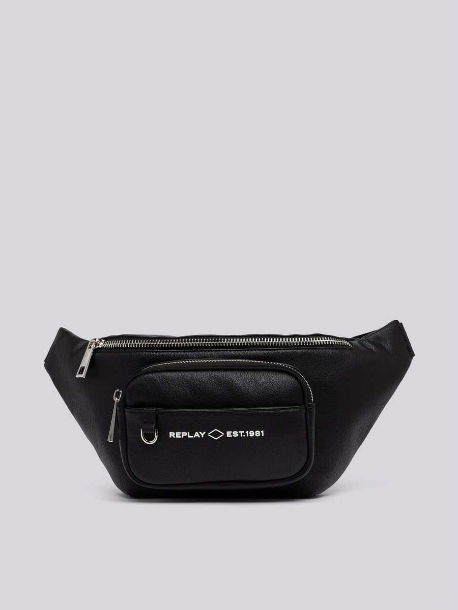 REPLAY Waist bag with hammered effect FM3639.000.A0477 BLACK 1