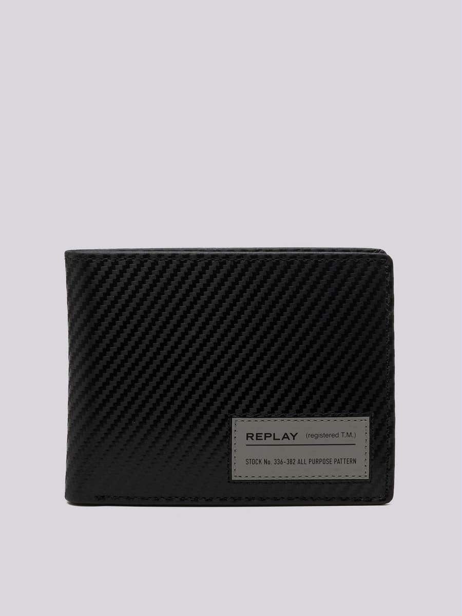 REPLAY Wallet in leather with grained pattern FM5299.000.A3202C BLACK 1