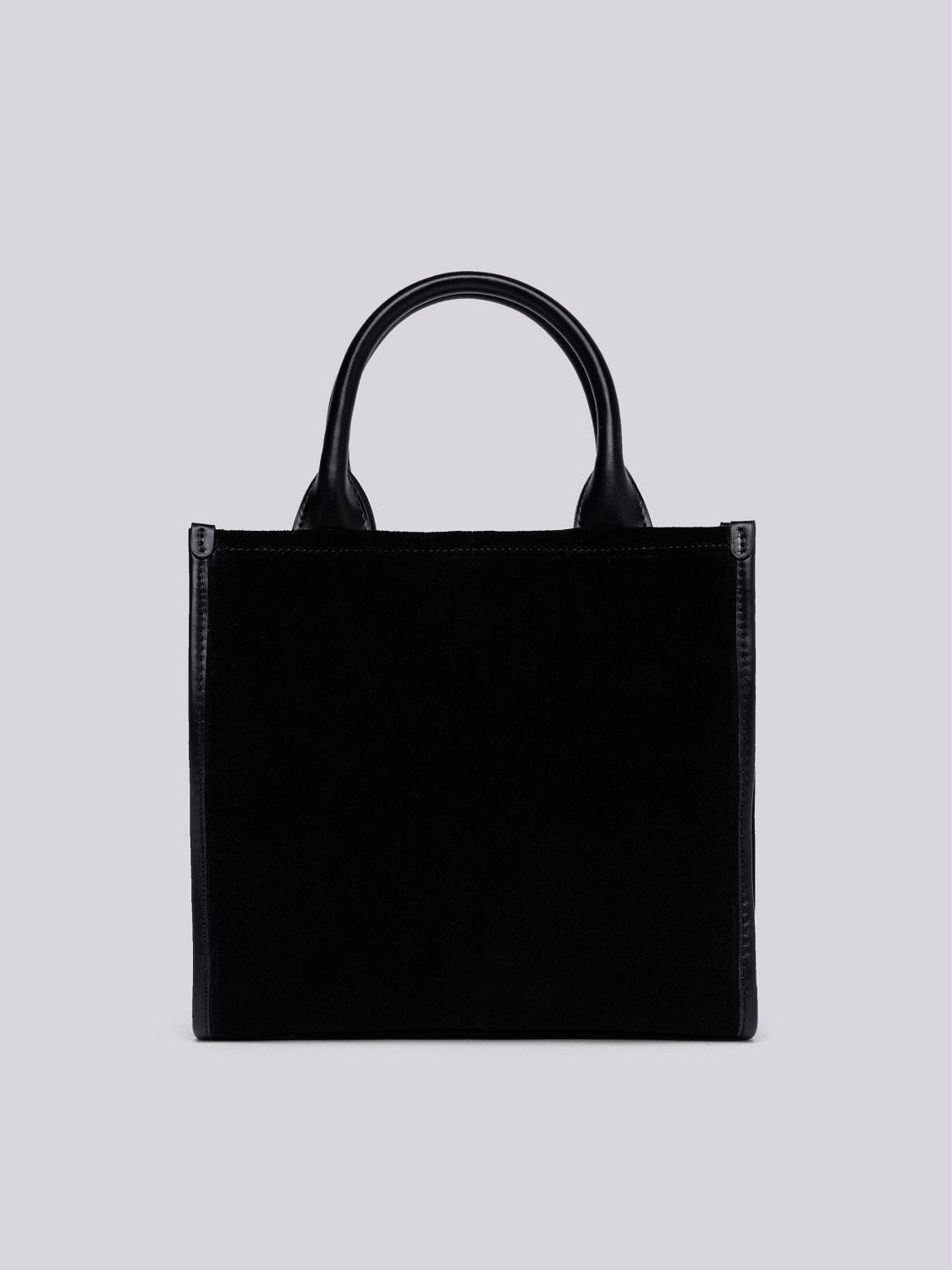 Black suede tote handbag hot sale