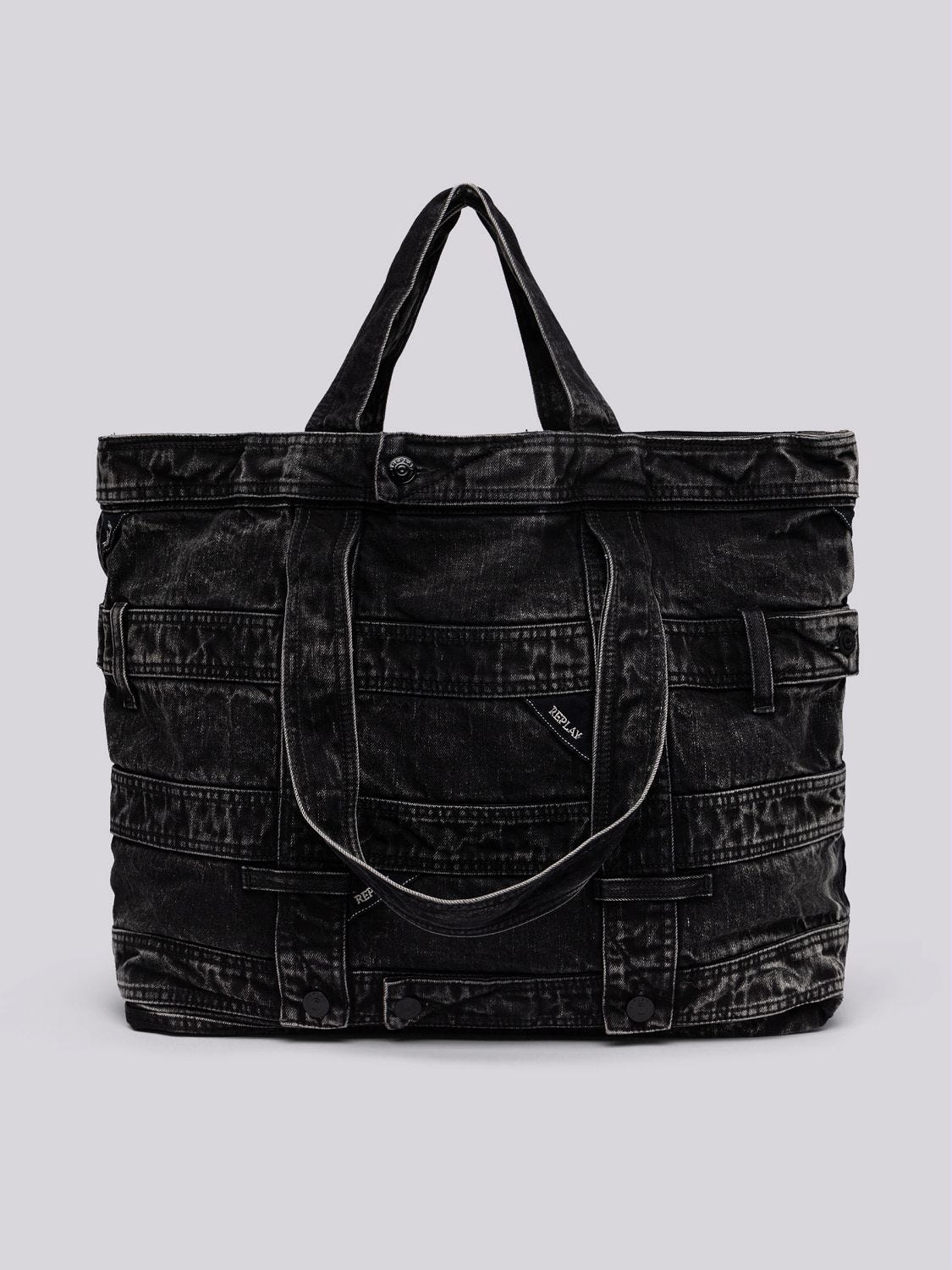 WASHED DENIM EFFECT SHOPPER