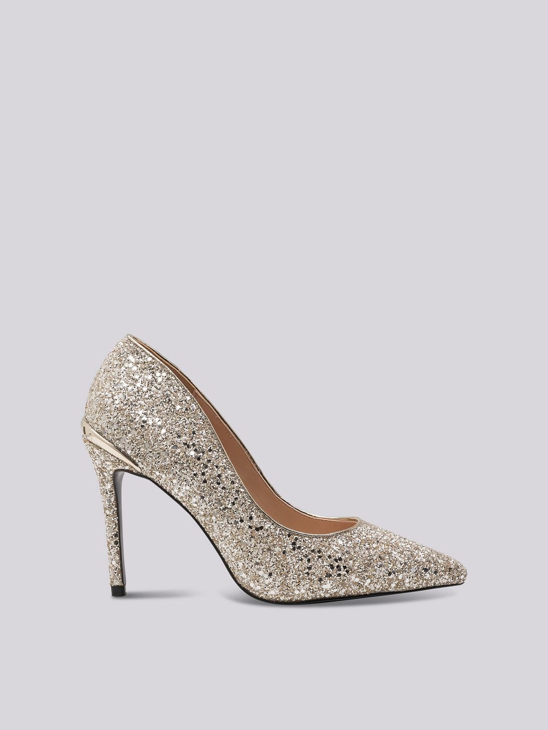 Jimmy choo online gold glitter pumps