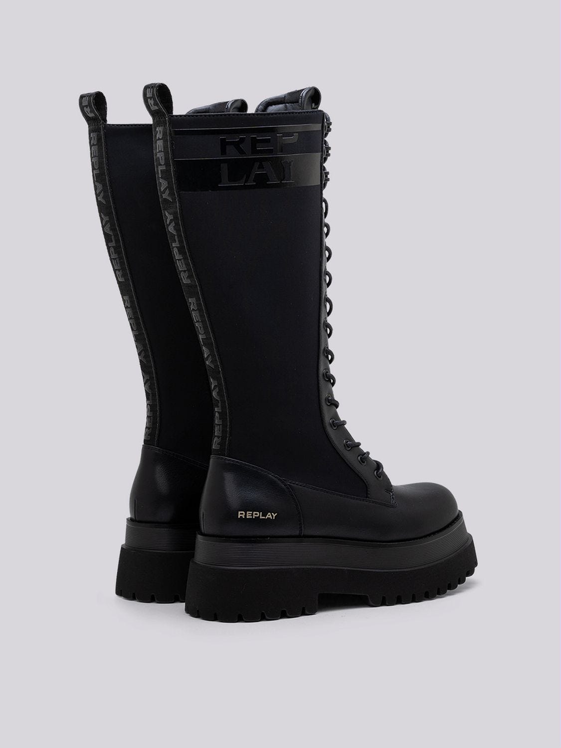 Knee high black lace up combat boots shop
