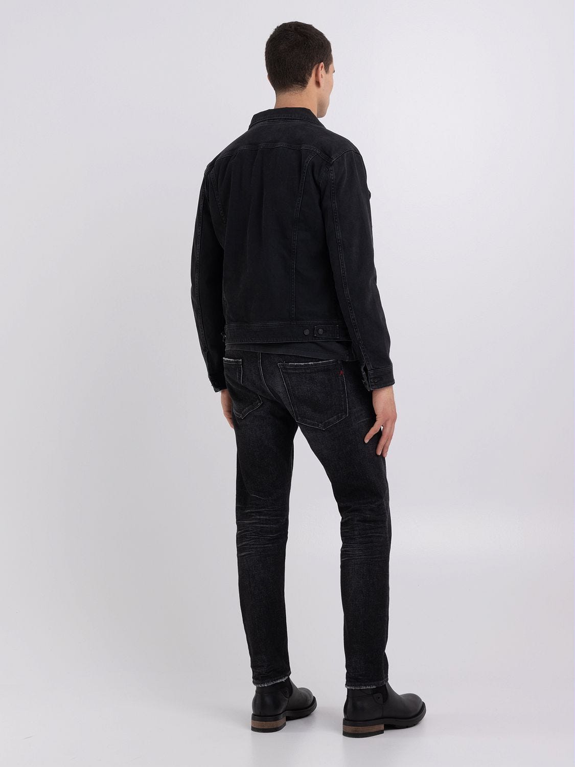 Plain black denim best sale jacket