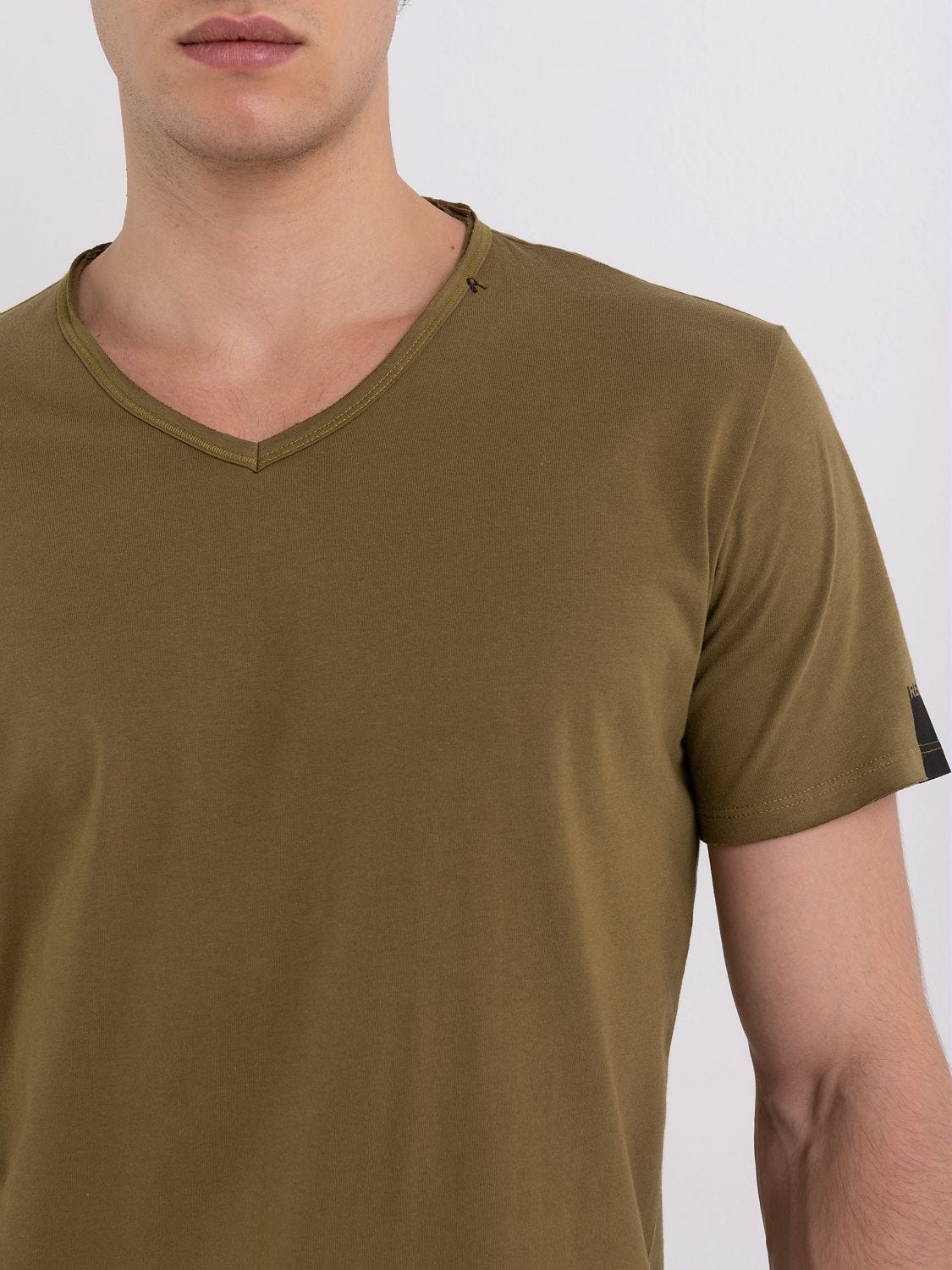 Brown v neck t shirt mens online