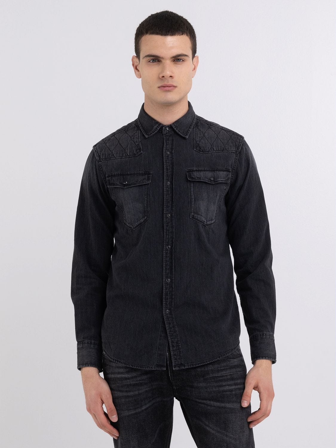Western shirt in black denim