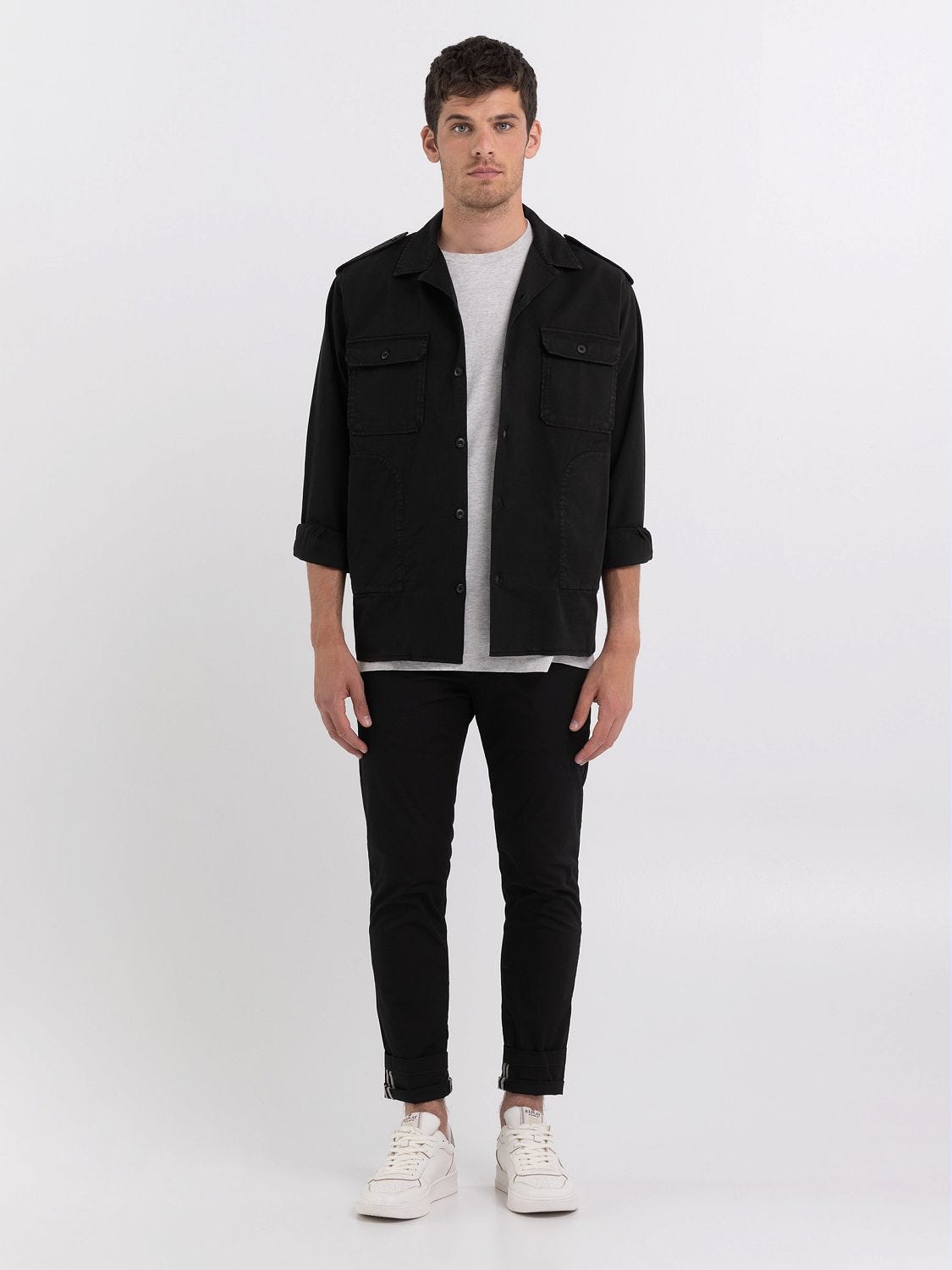 Replay black 2025 denim shirt