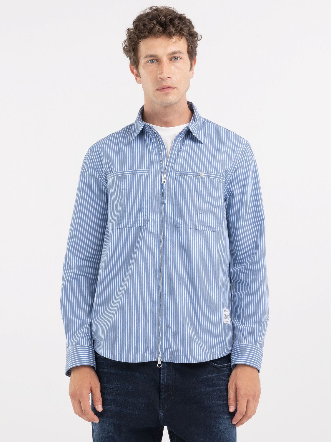 Denim shop striped shirt