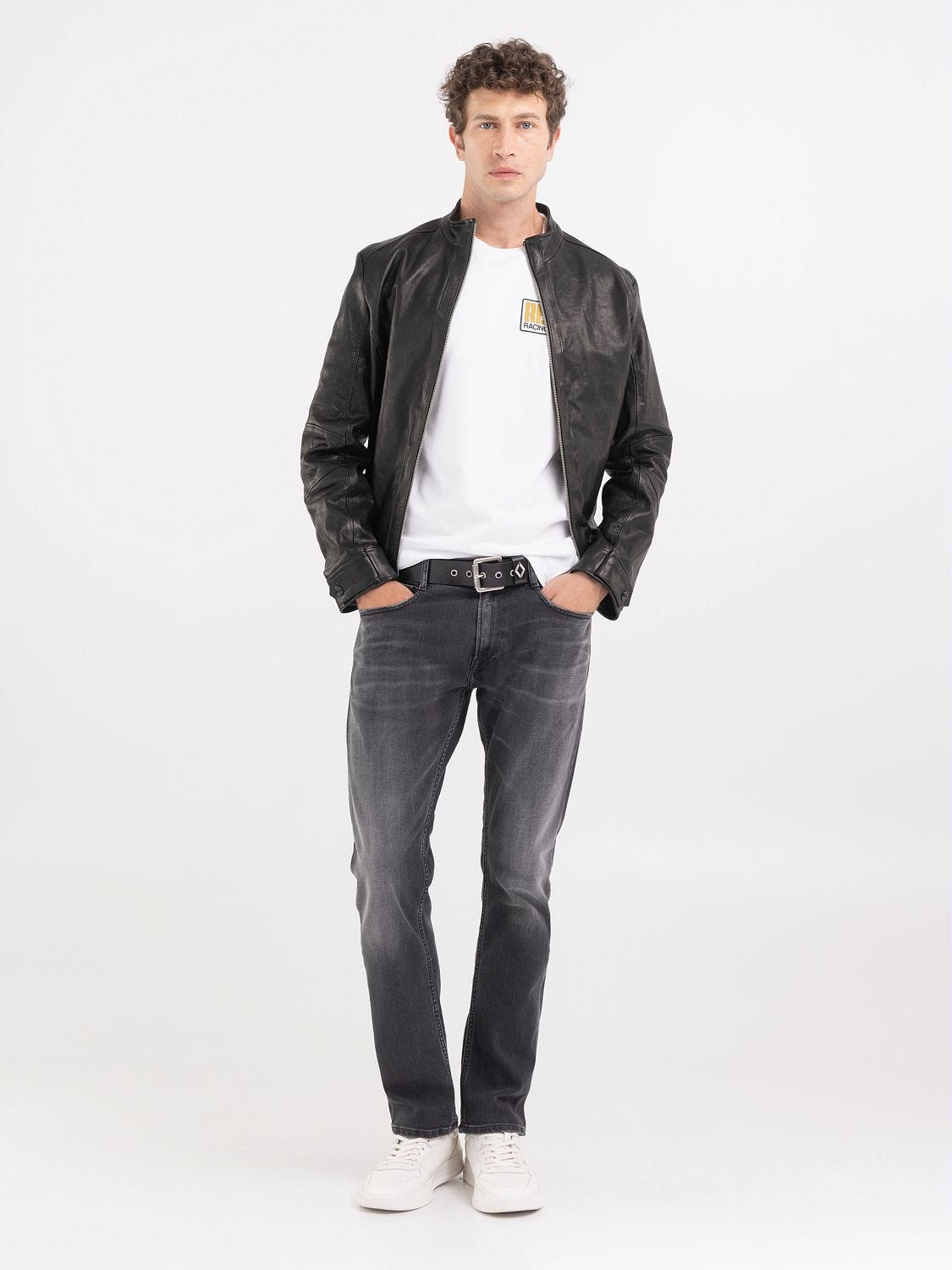 Jeans best sale leather jacket