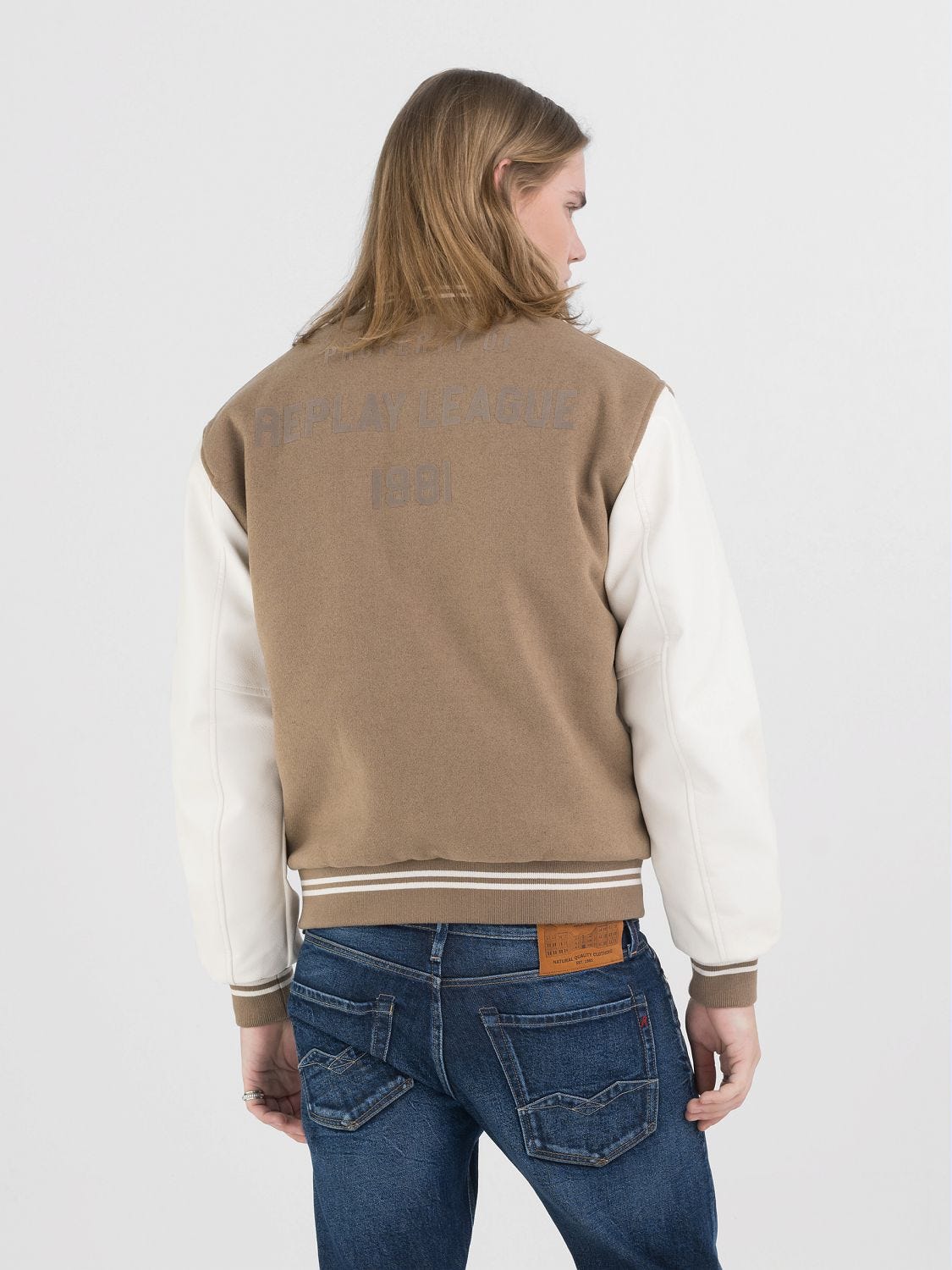 Cream varsity jacket discount