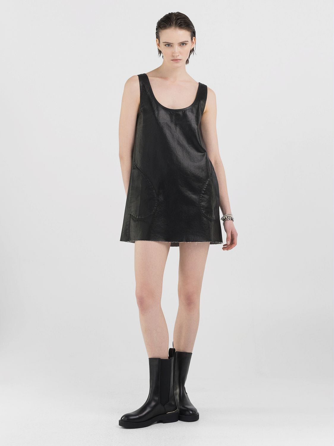 WE ARE REPLAY LEATHER FEEL MINI DRESS