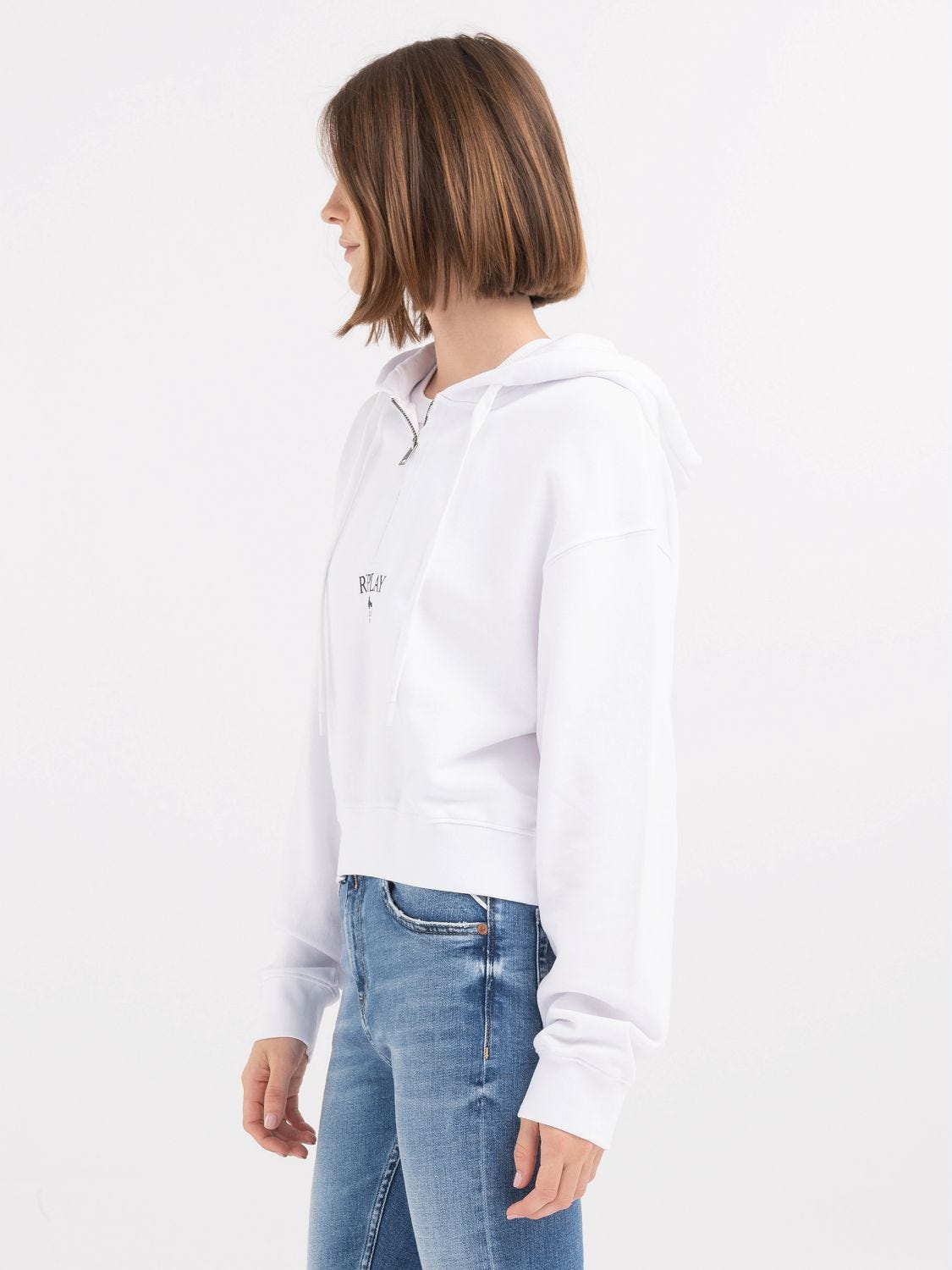 Half zipper cropped hoodie