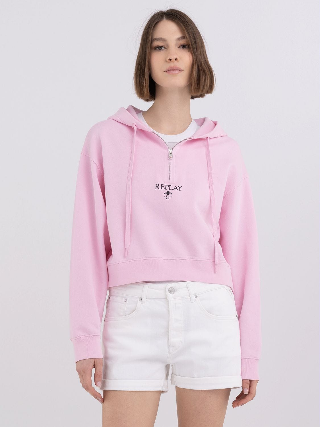 Pink cropped hotsell hoodie