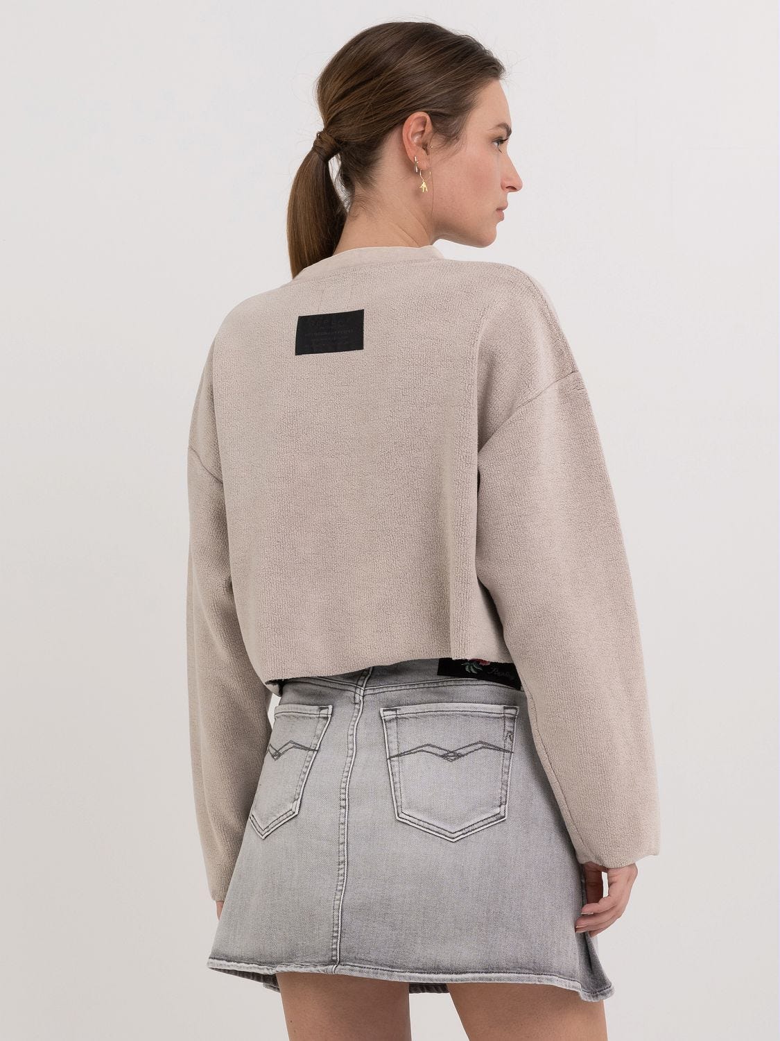 Cropped sweatshirt with brushed effect