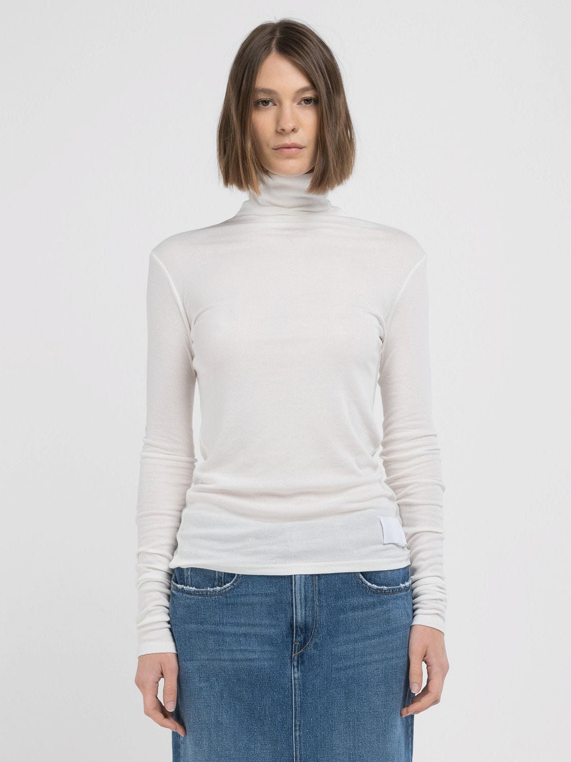 SLIM FIT T SHIRT WITH LONG SLEEVES AND HIGH NECK