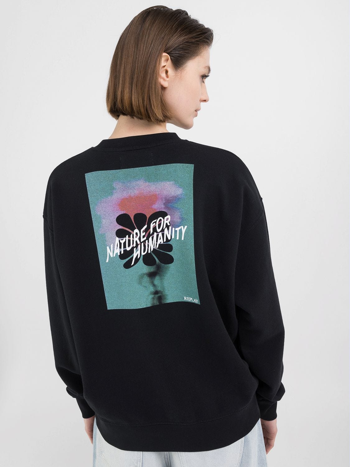 SWEATSHIRT WITH MULTI COLOURED PRINT