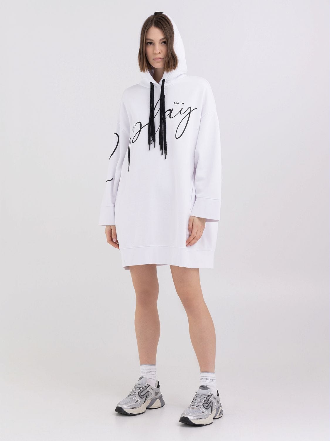 Hoodie dress best sale white