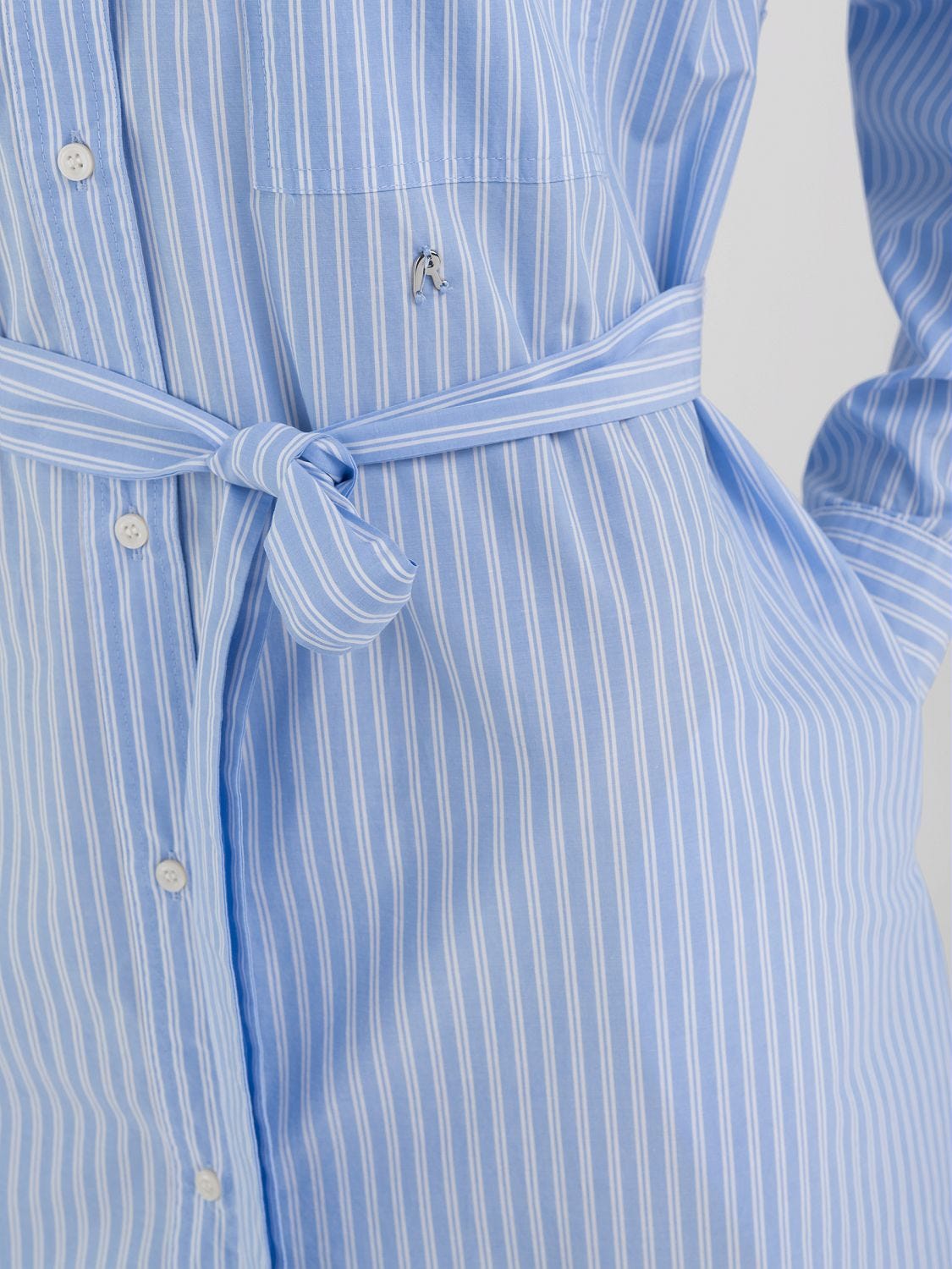 STRIPED MIDI SHIRT DRESS