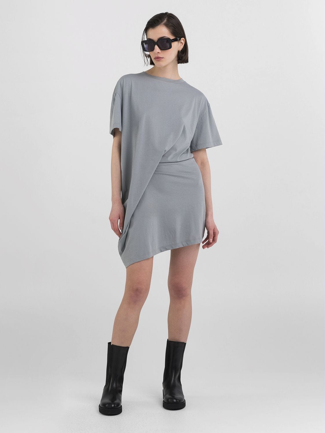 Mini Jersey Dress with Draping