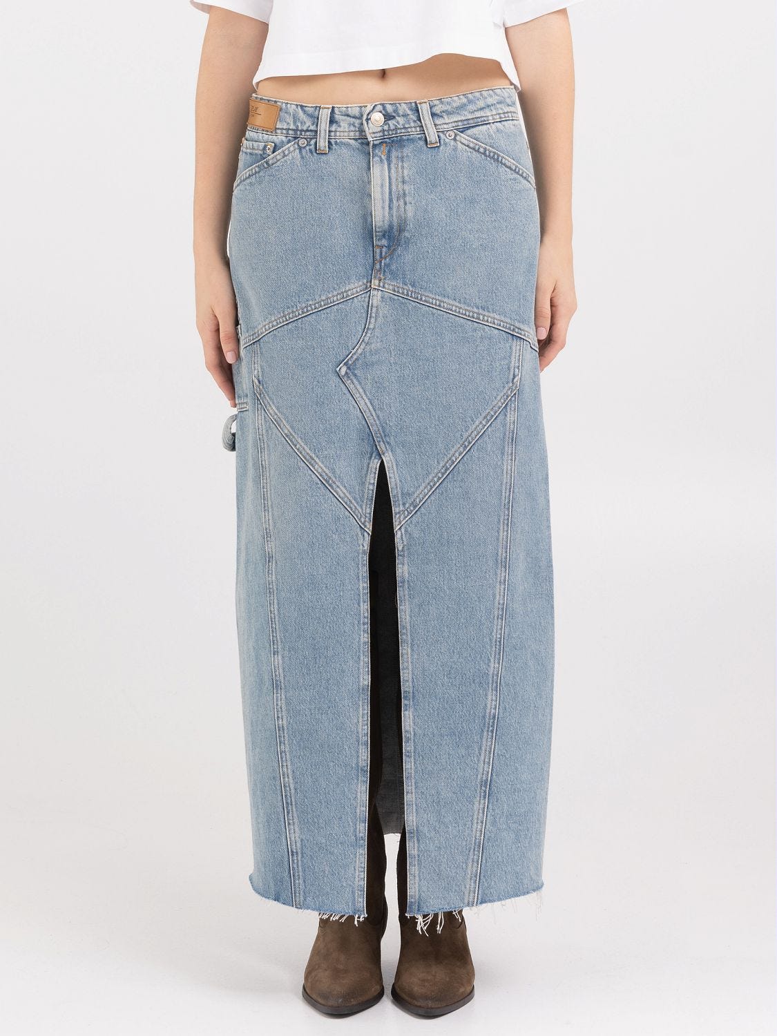 Workwear long skirt in denim
