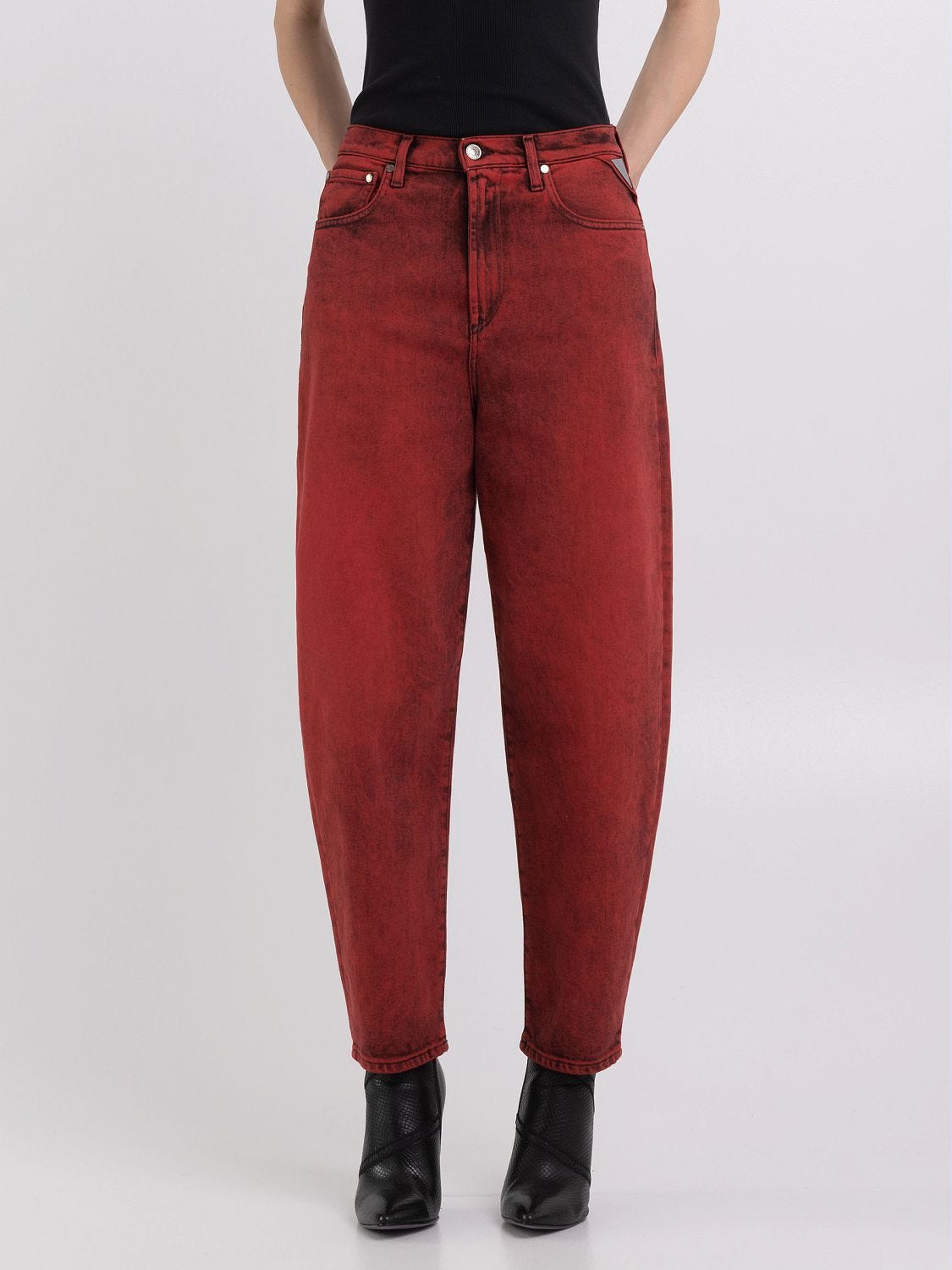 Red cheap mom jeans