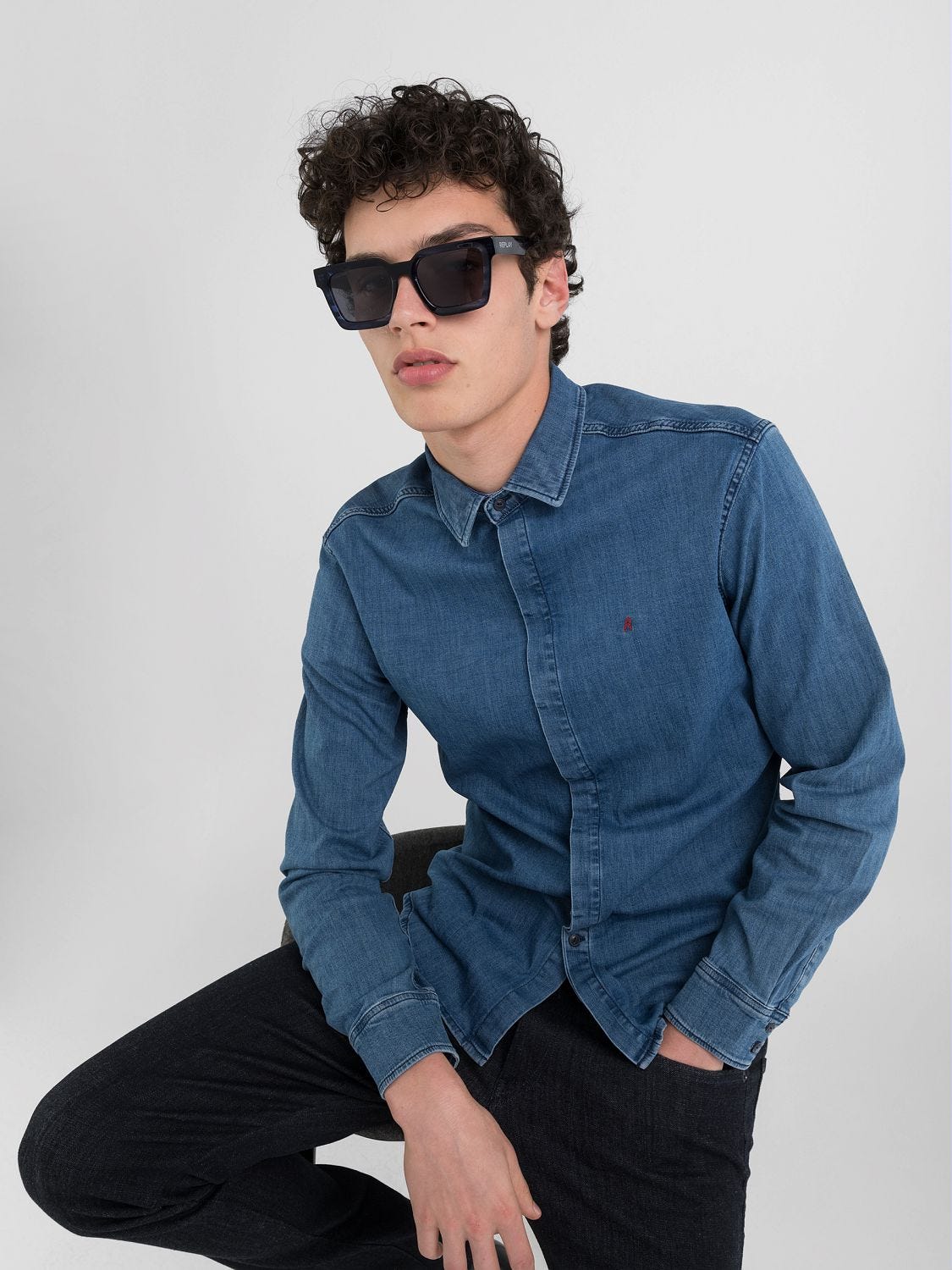 Slim fit denim shirt top