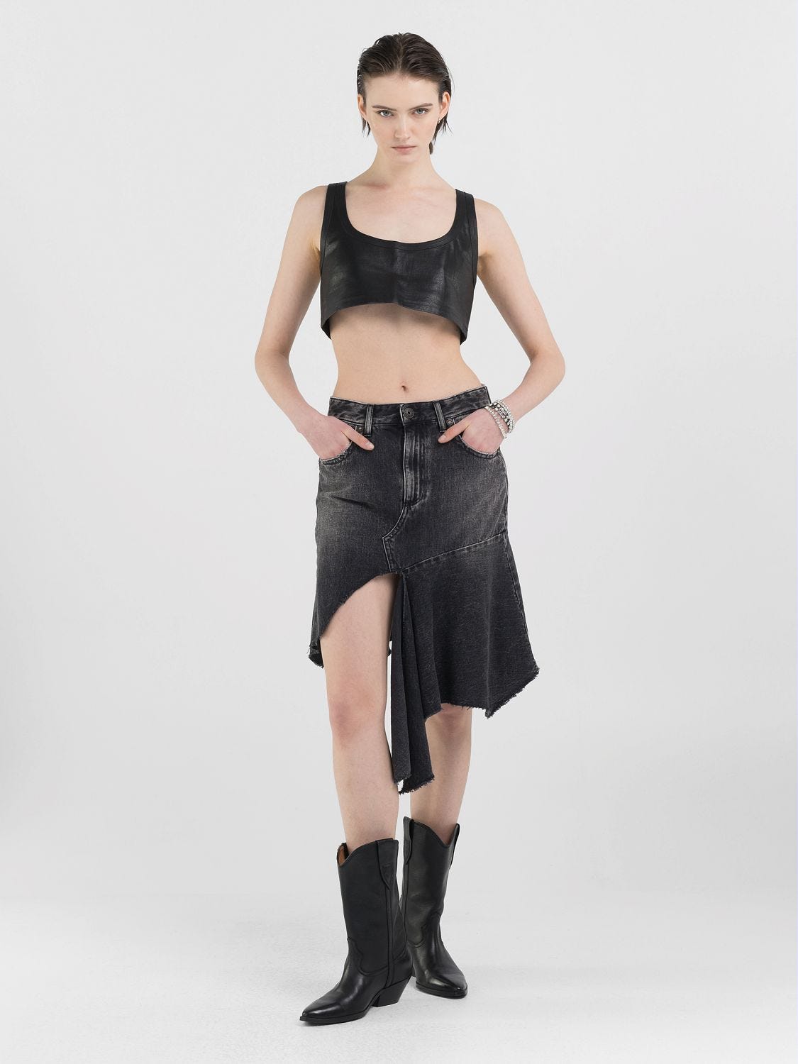 WE ARE REPLAY RUFFLED DENIM SKIRT