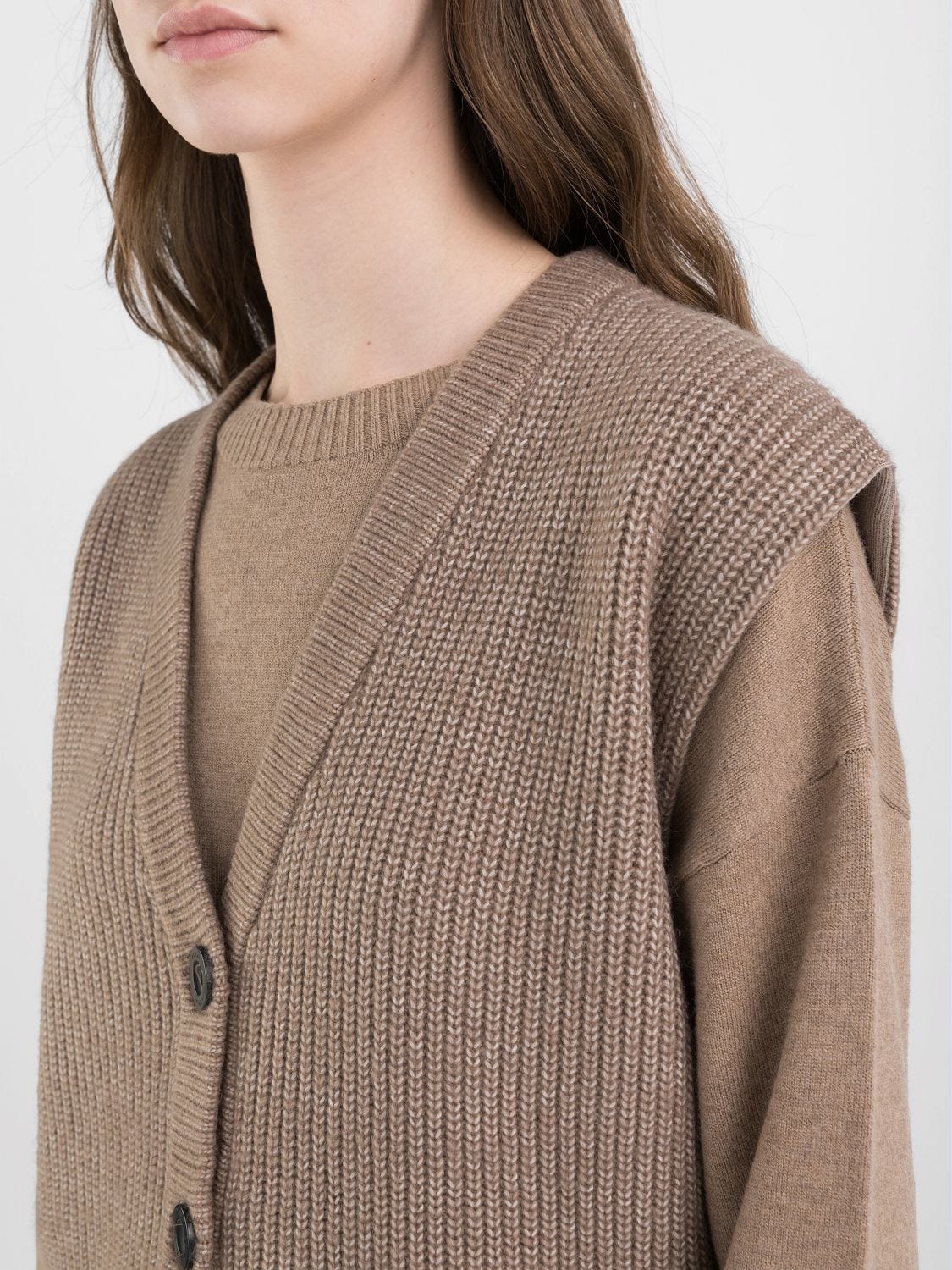 Tan sleeveless cardigan discount