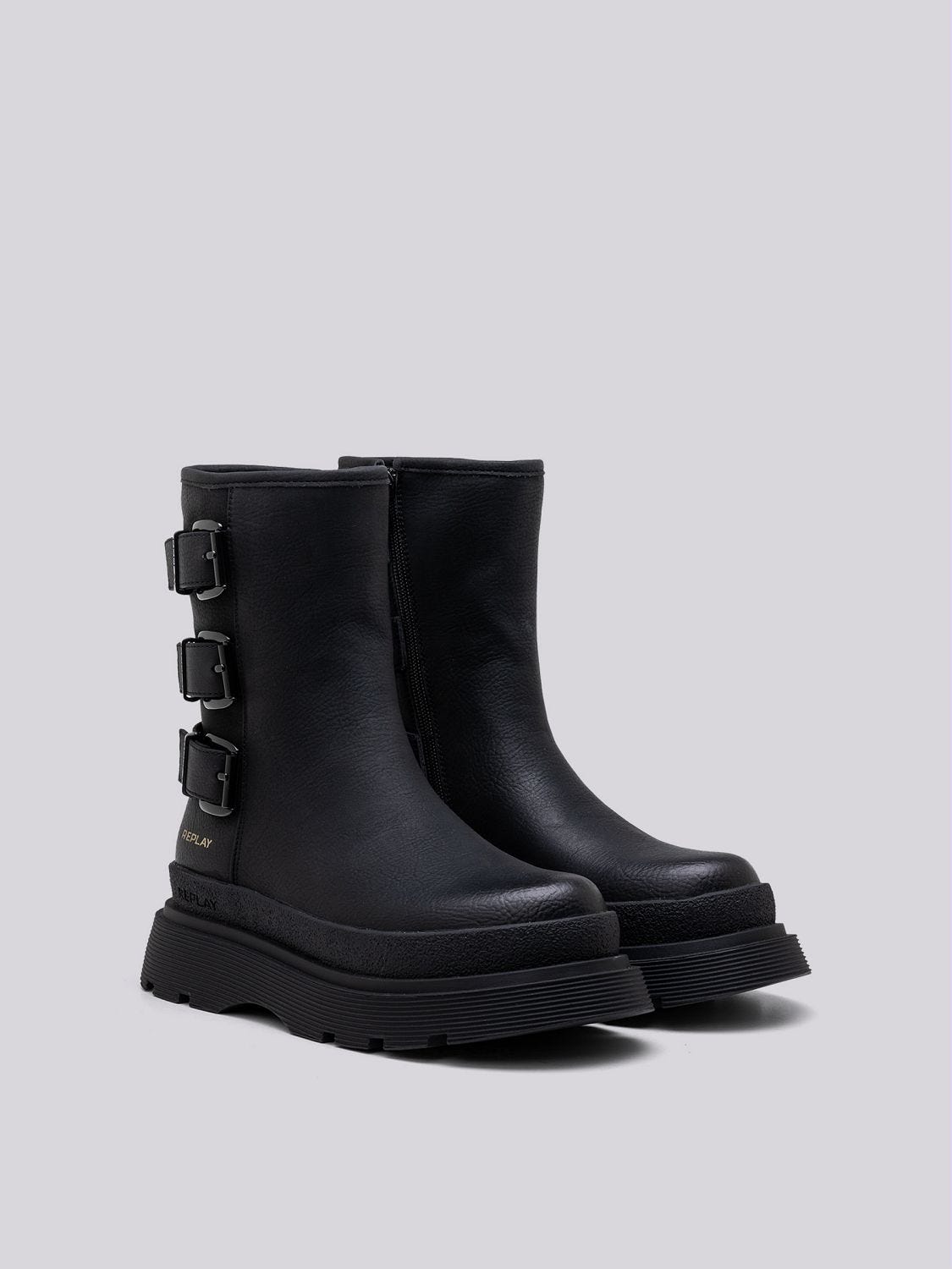 Black combat boots with buckles clearance