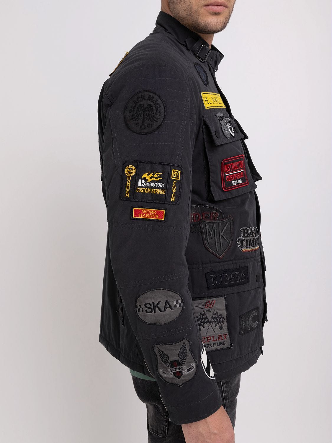 Leather jacket cheap badges