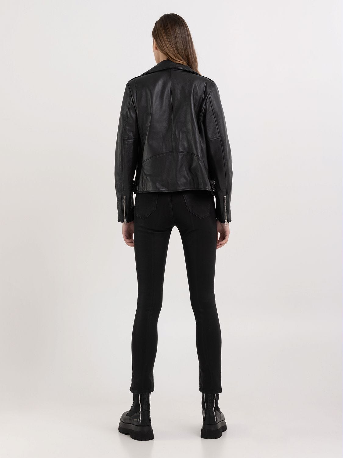 Leather jacket cheap black hardware
