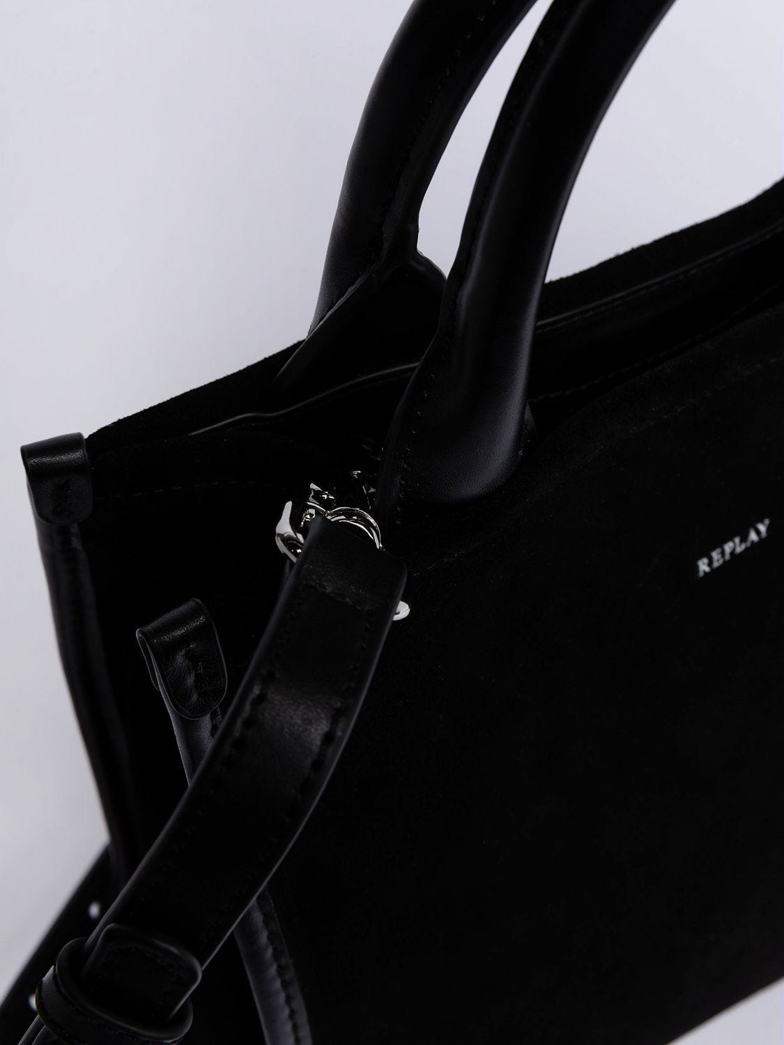 Black suede shopper bag discount