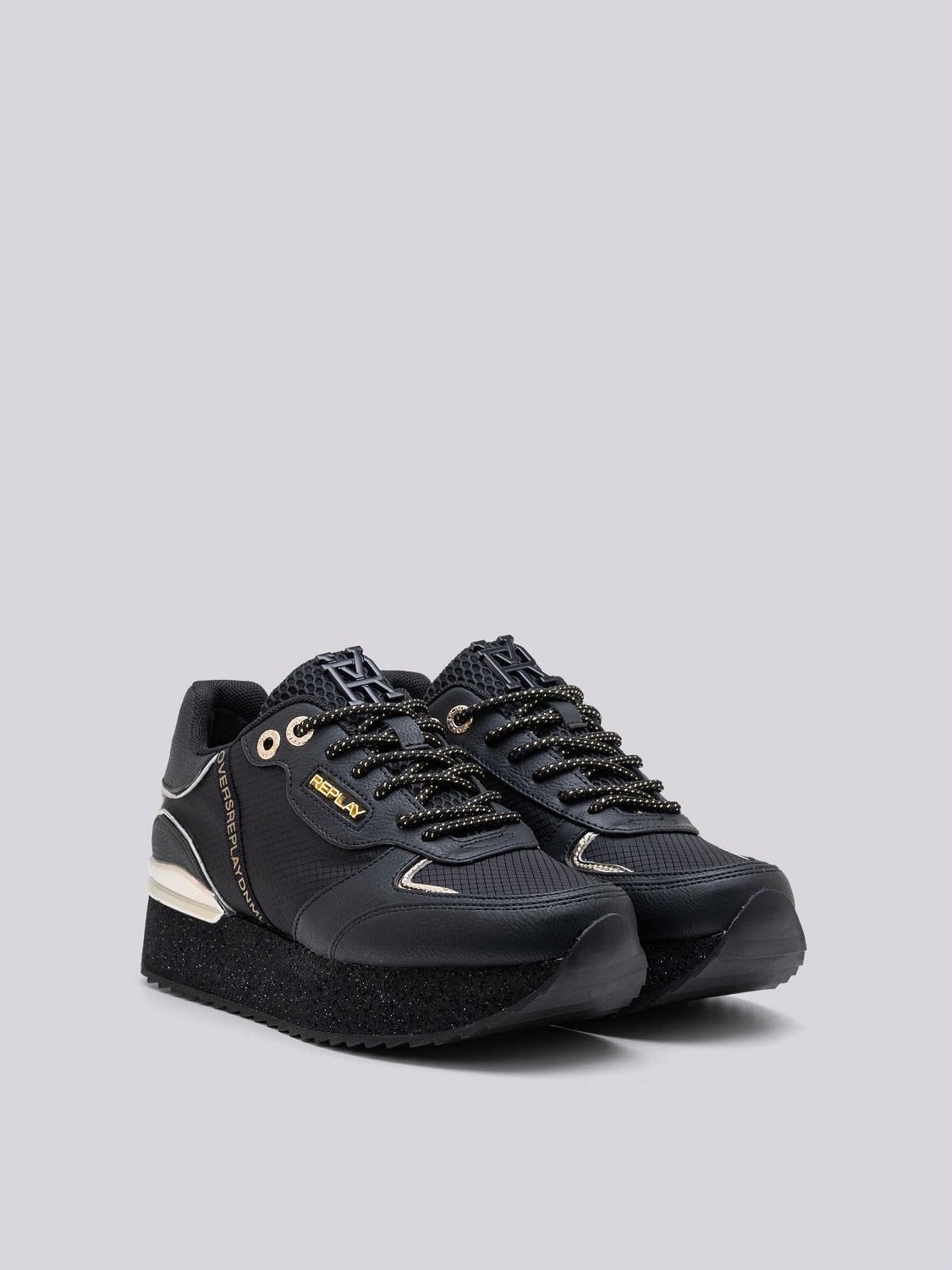Platform sneakers zwart store