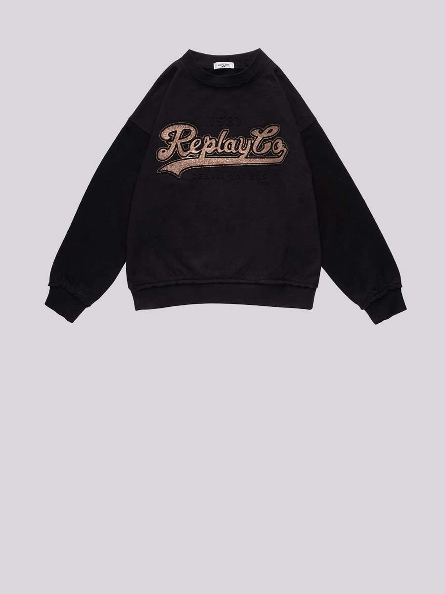 REPLAY Crewneck sweatshirt with print SG2130.050.22964 BLACK 1