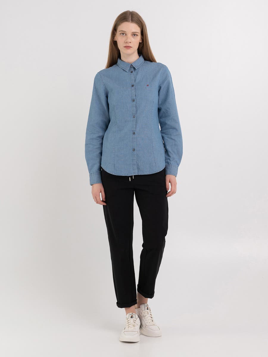 Monte Carlo Country Club Collection shirt in chambray linen and cotton