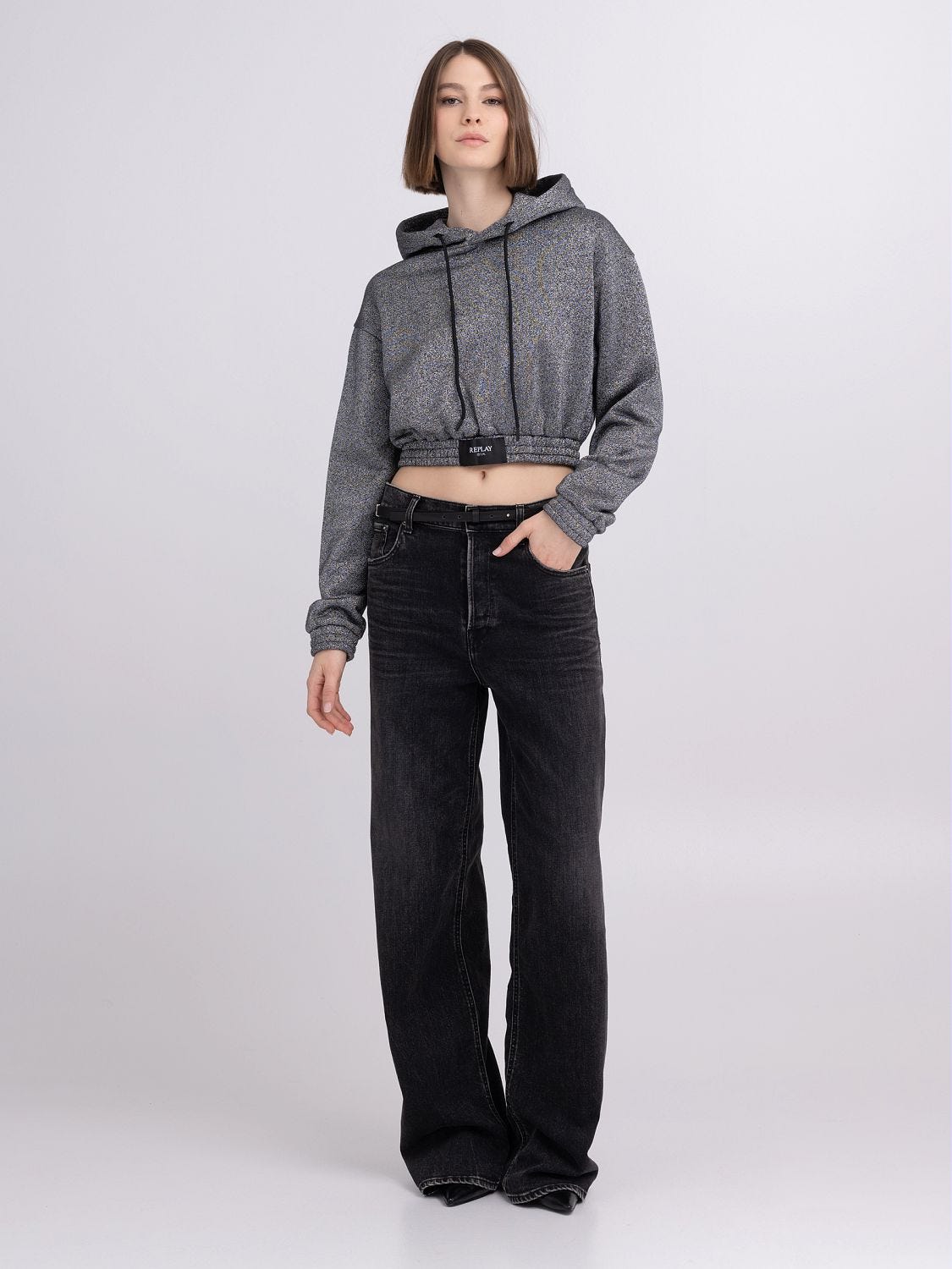Sudadera con capucha cropped hot sale