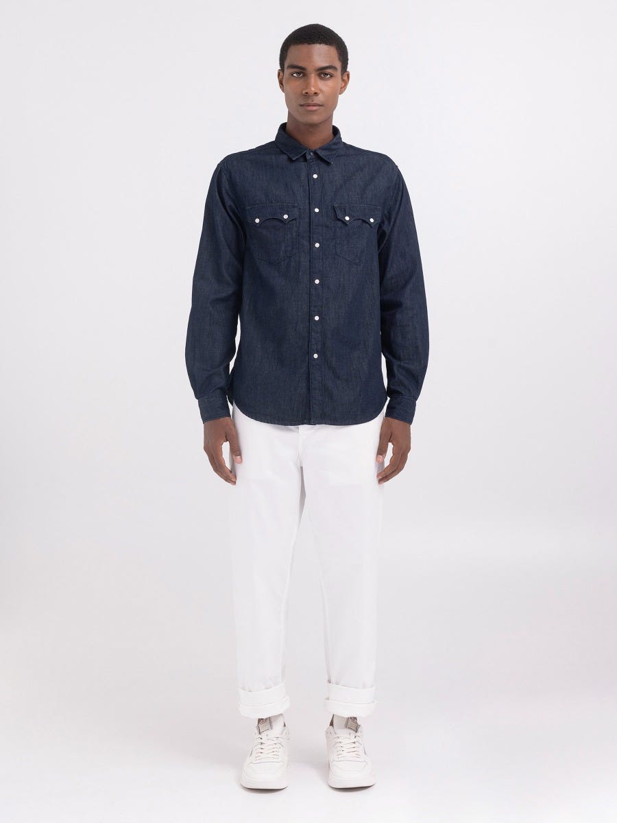 Camisa jeans sale replay