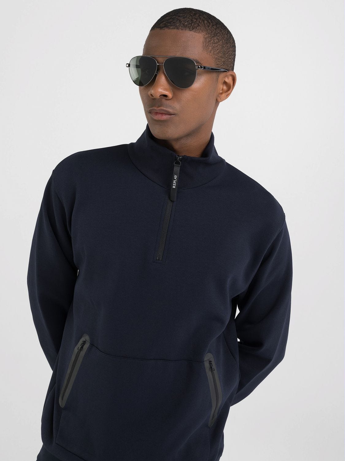 Zip front high neck sweatshirt hotsell