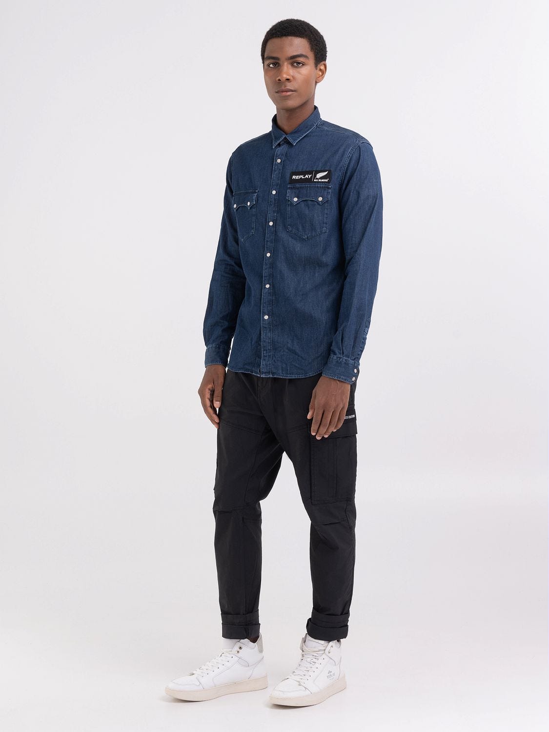 Replay blue deals jeans shirt