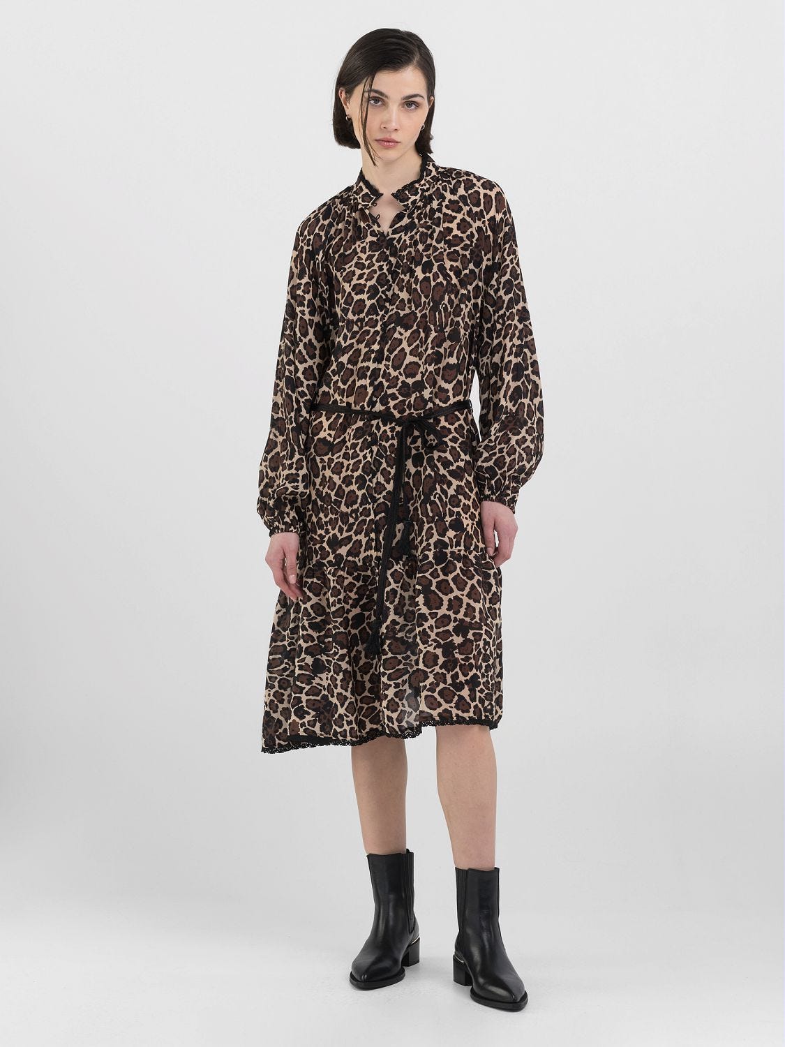DAPPLED MIDI SHIRT DRESS