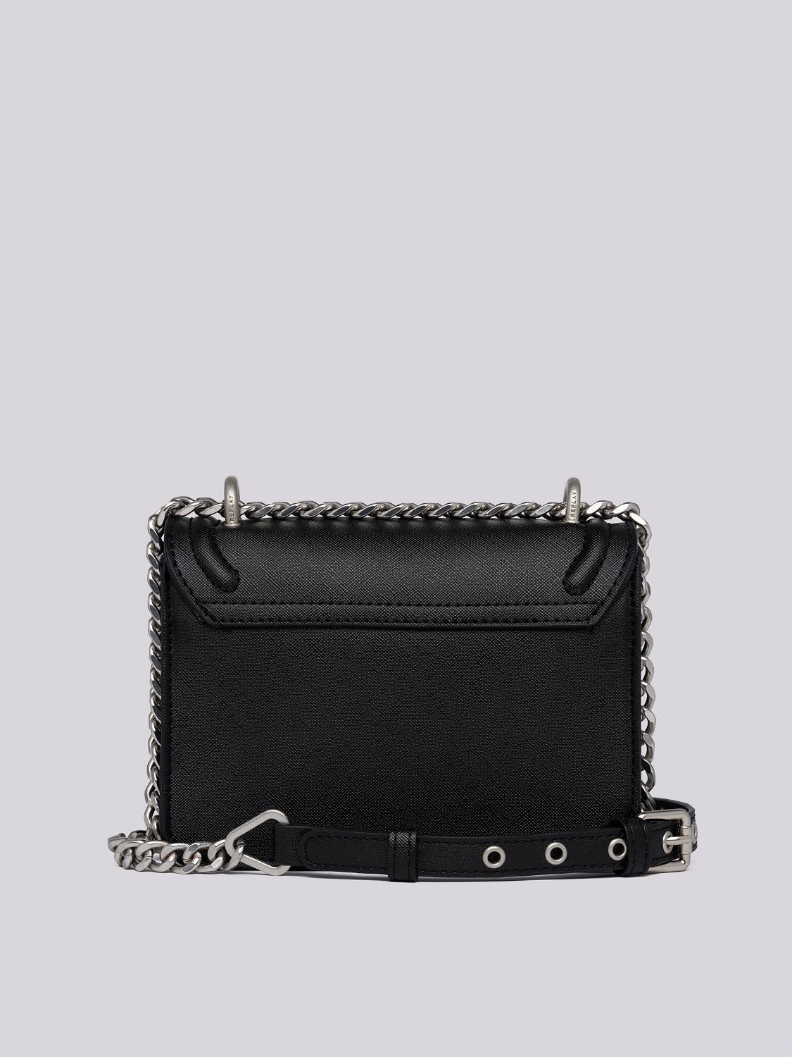 Black crossbody with silver chain top