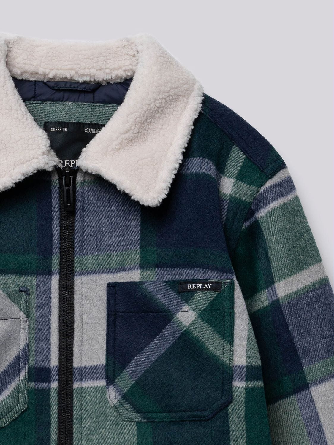 Replay black sherpa coat top